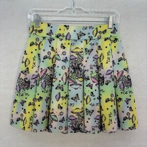 Body Rage Mushroom Butterfly Mini Skirt MEDIUM Pastel Tie Dye Alice Wonderland